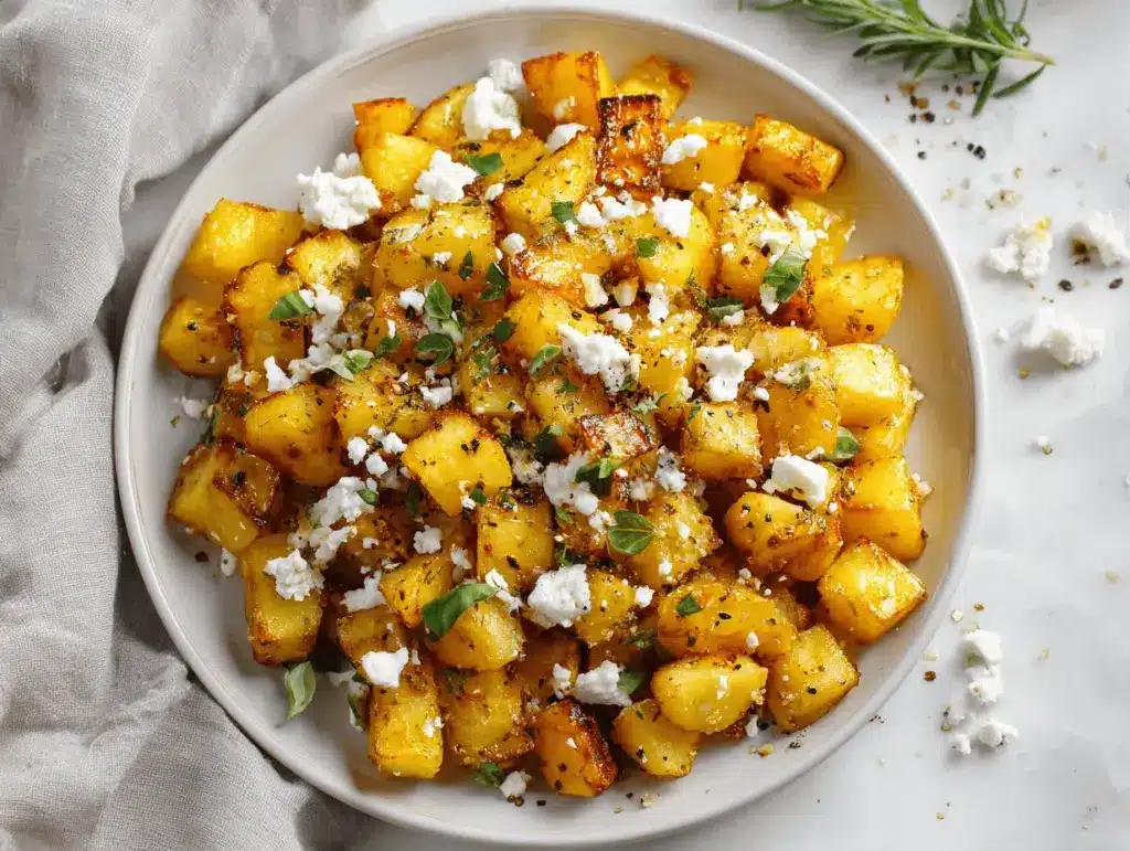 baked feta roast potatoes - featured image