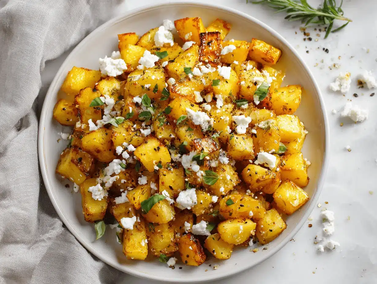baked feta roast potatoes - featured image