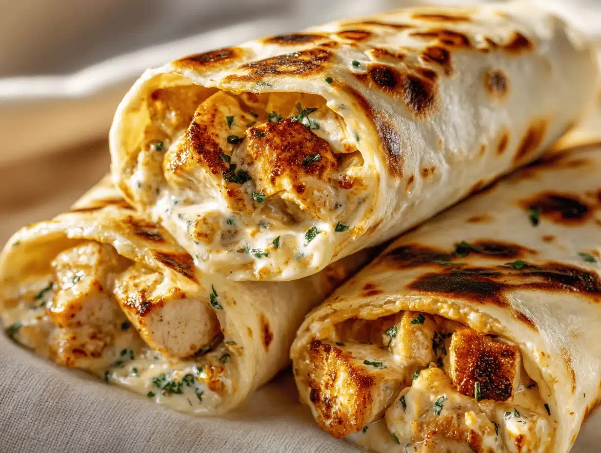 cheesy garlic chicken wraps - featured image