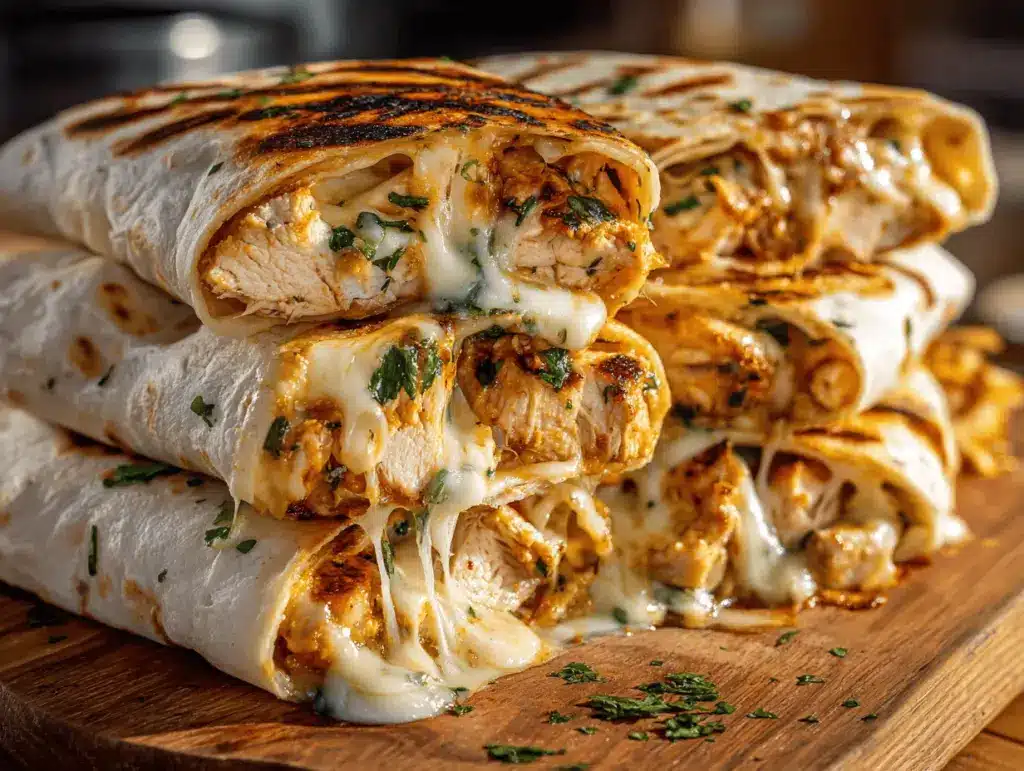 cheesy garlic chicken wraps - featured image