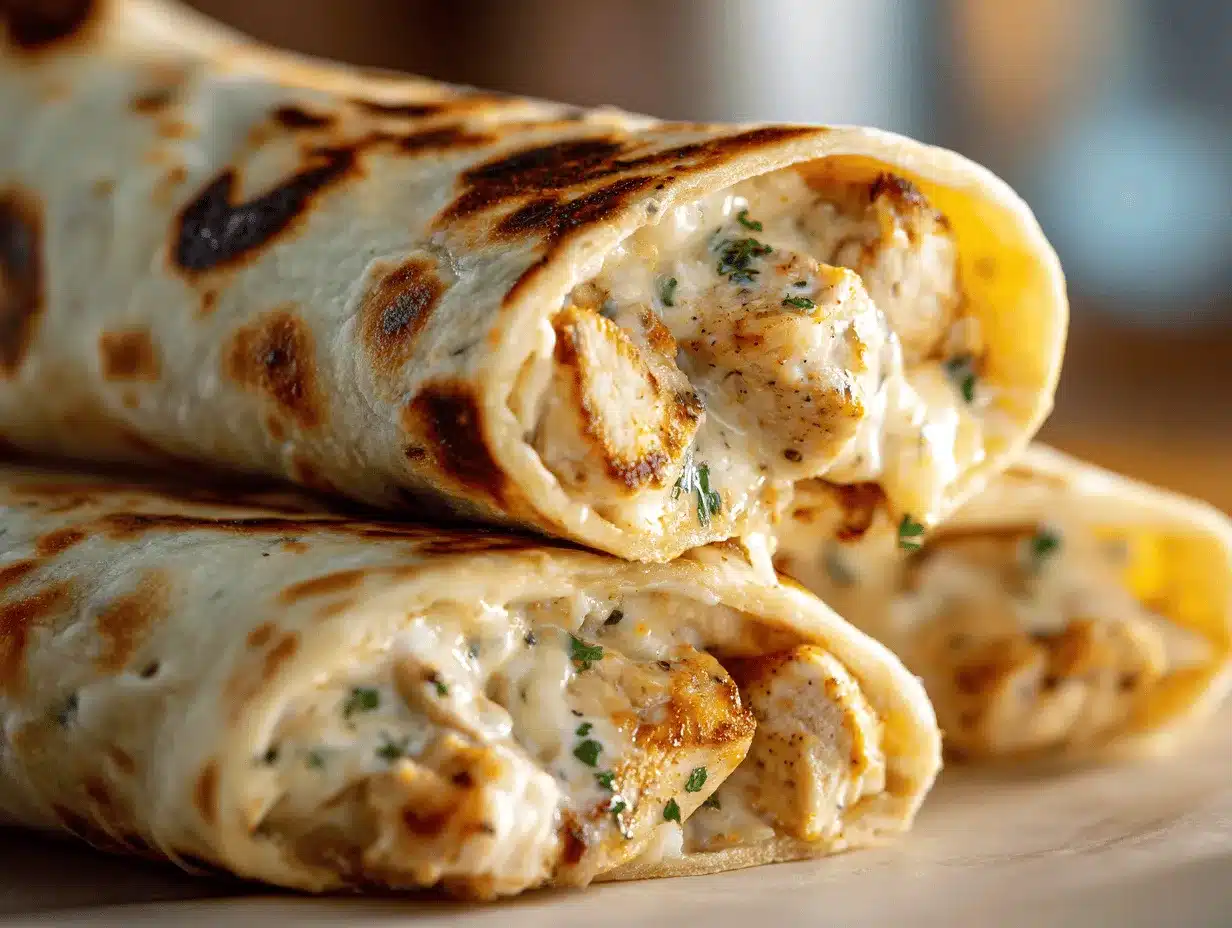 cheesy garlic chicken wraps preparation steps