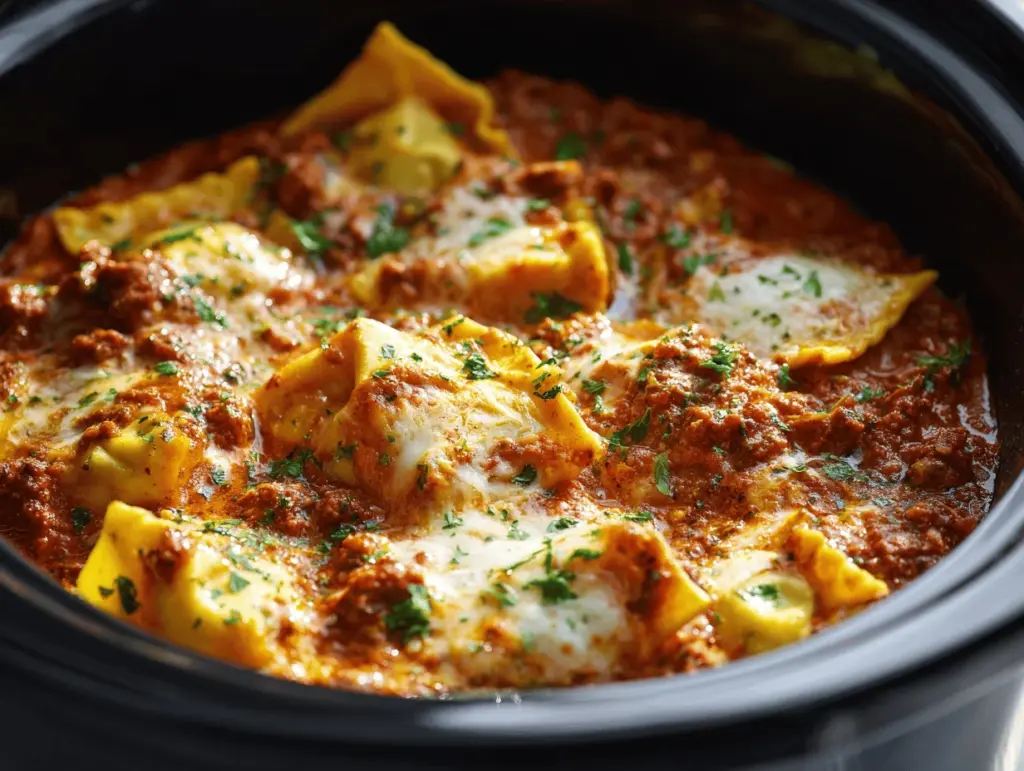 crockpot ravioli lasagna - featured image