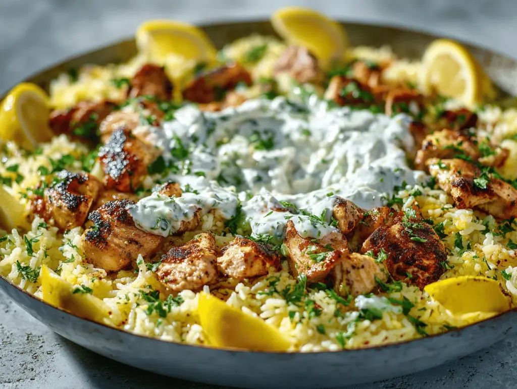 dump and bake chicken tzatziki rice - featured image