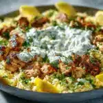 dump and bake chicken tzatziki rice - featured image