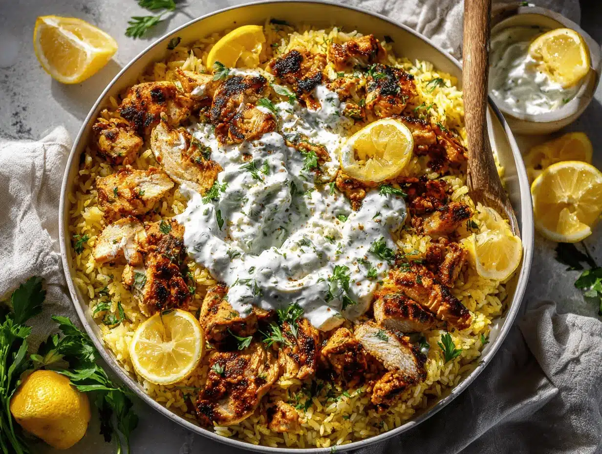 dump and bake chicken tzatziki rice preparation steps