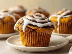 pumpkin cinnamon roll muffins - featured image