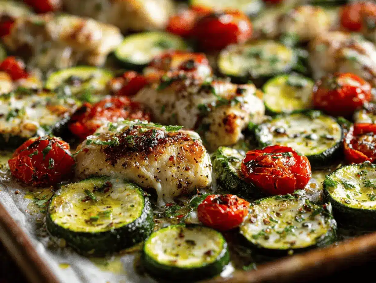 sheet pan Mediterranean chicken preparation steps