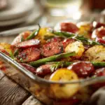 smoked sausage and potato bake - featured image