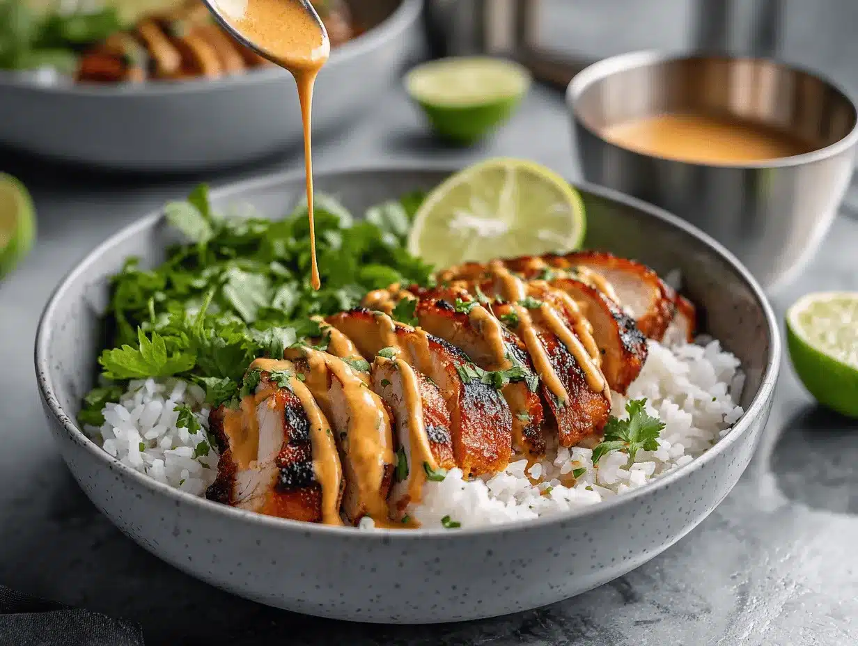 sweet chili chicken bowl preparation steps
